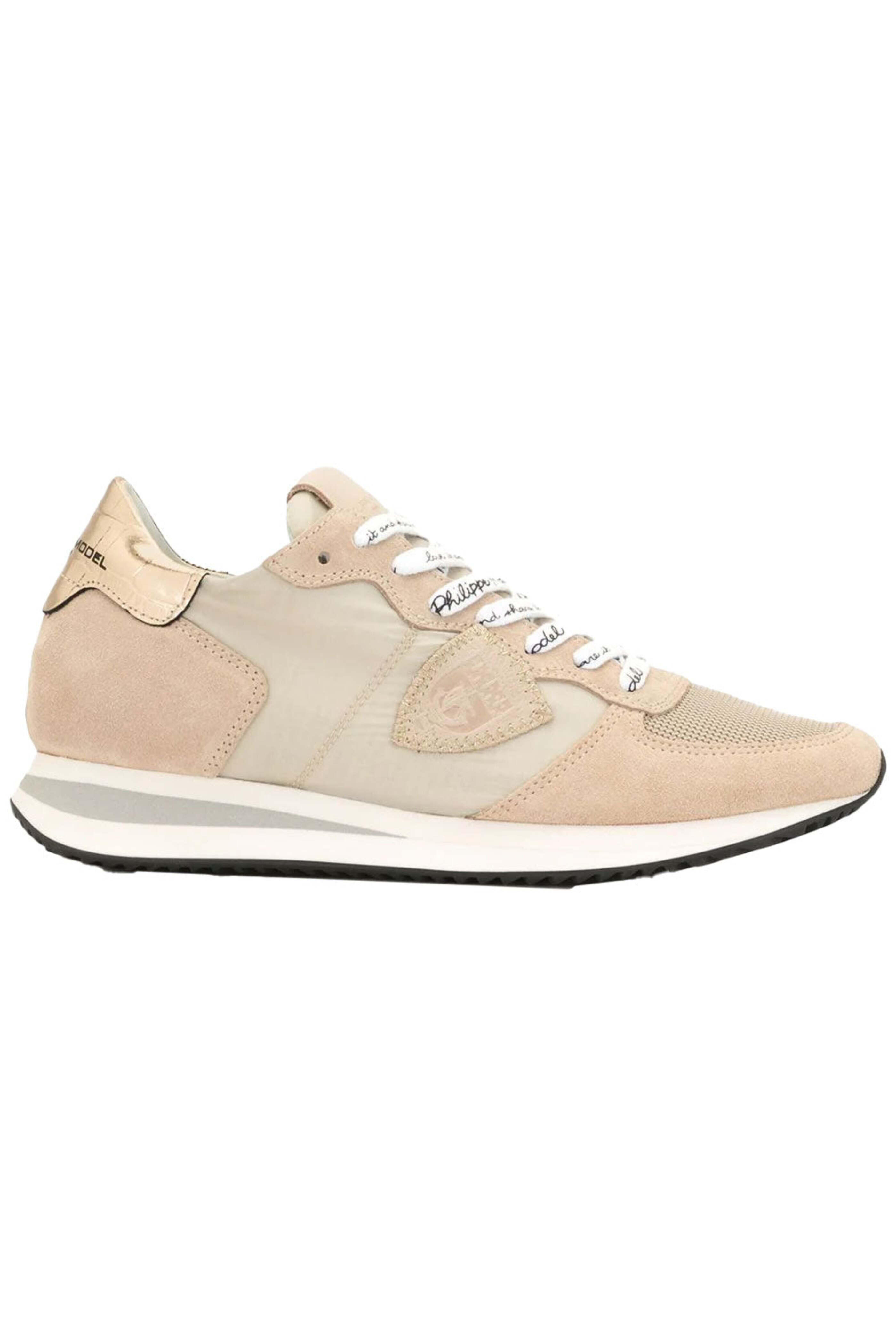 Philippe Model - Mondial Crocodile Effect Sneaker in Beige
