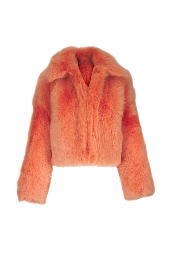 Bottega Veneta Toscana Melon Shearling Cropped Blouson Jacket