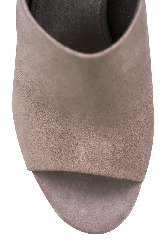 Brunello Cucinelli Taupe Suede Monili Heel Mule, 80mm - view 5