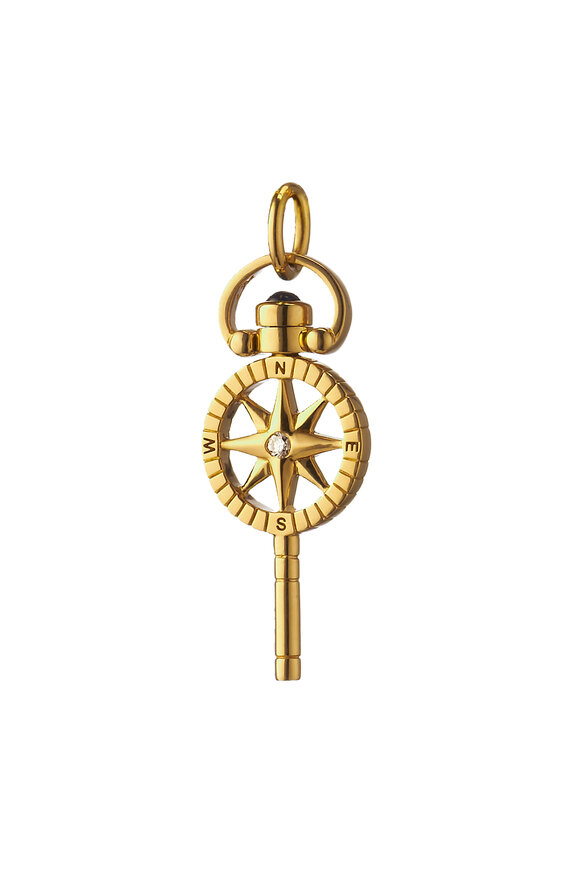 Monica Rich Kosann 18k Yellow Gold Mini Compass Key Charm - view 1