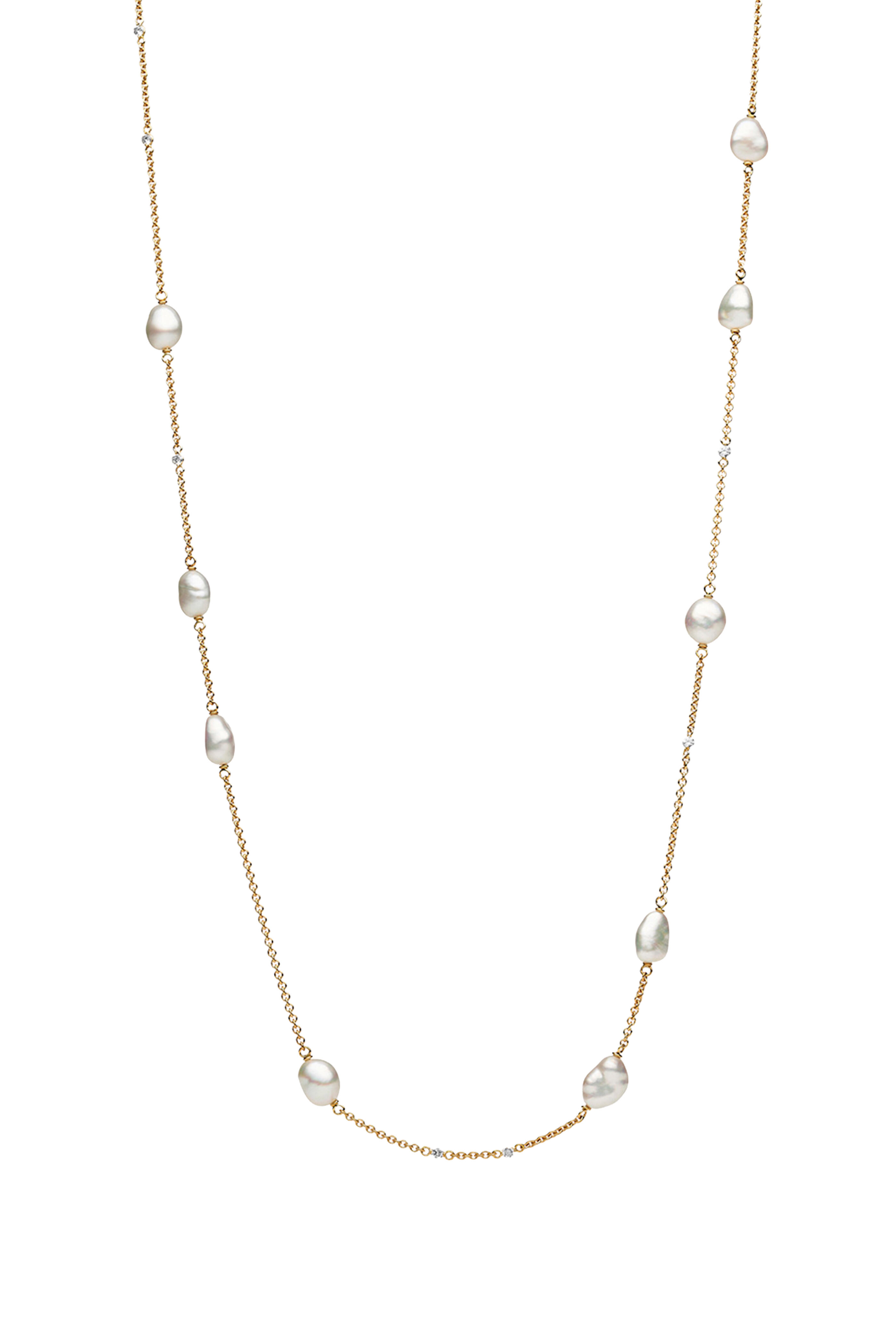 Paspaley - 18k Yellow Gold Keshi Pearl Long Chain Necklace