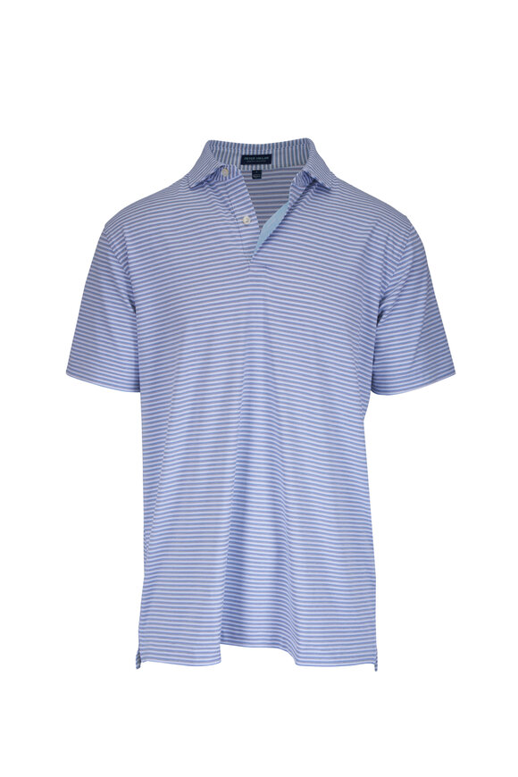 Peter Millar Gray & Blue Stripe Polo - view 1