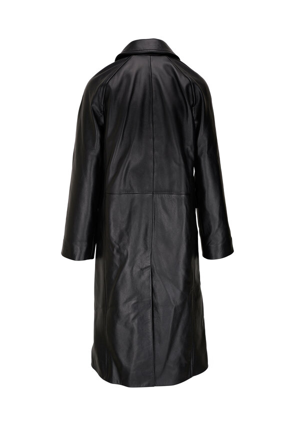 Totême - Black Raglan Sleeve Leather Coat 