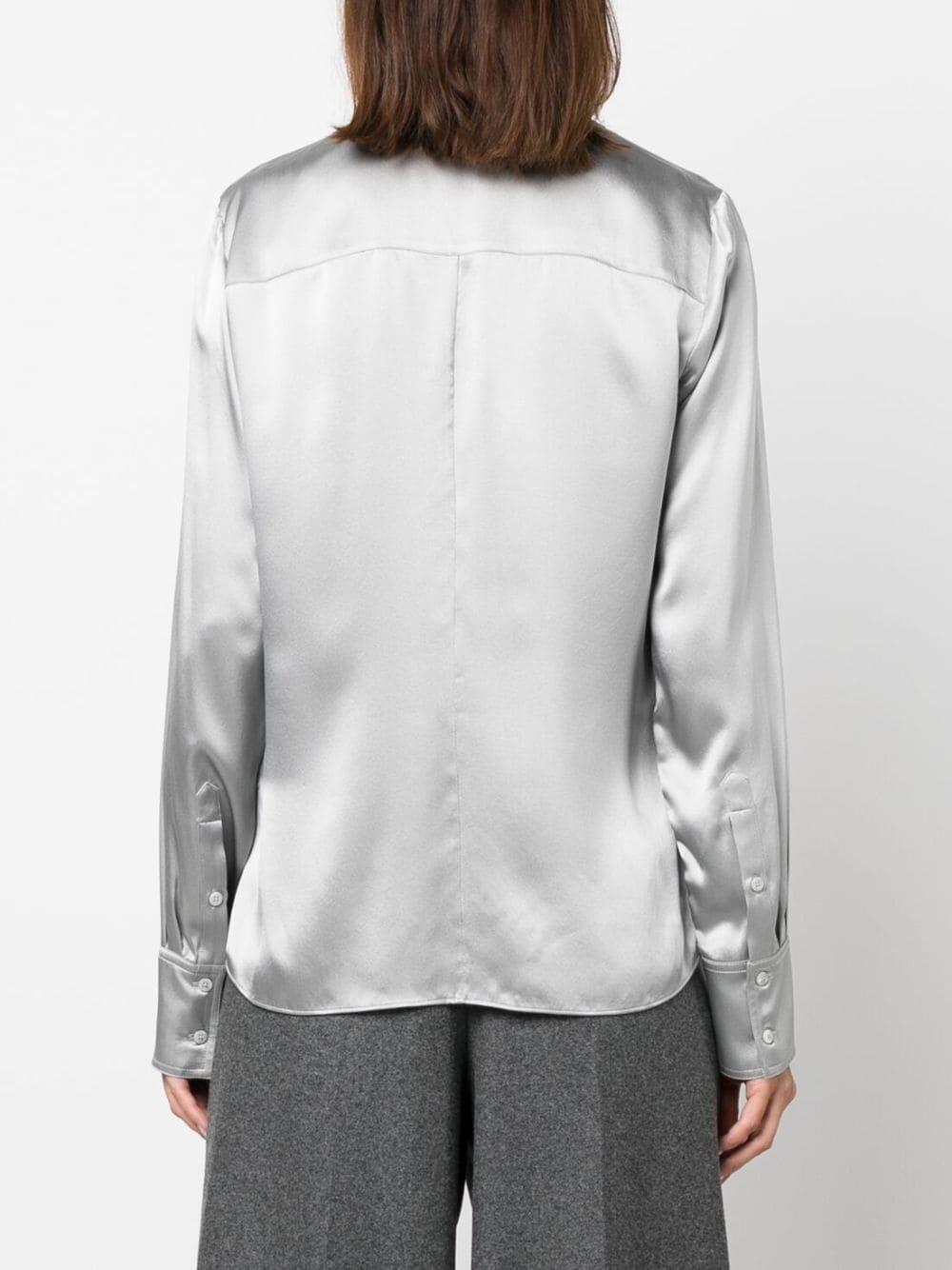 Dorothee Schumacher - Sleek Attraction Silver Gray Silk Blouse