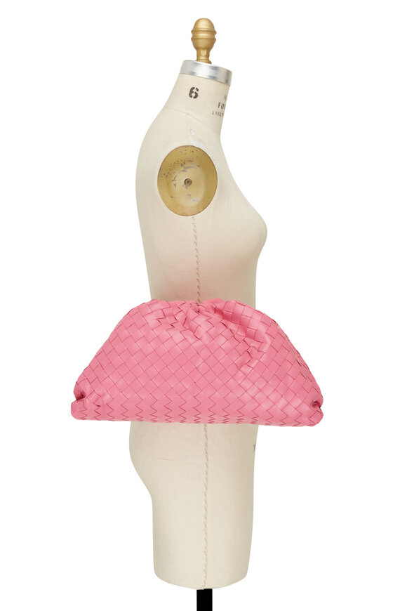 Bottega Veneta - The Pouch Pink Woven Leather Large Bag Bottega Veneta - The Pouch Pink Woven Leather Large Bag