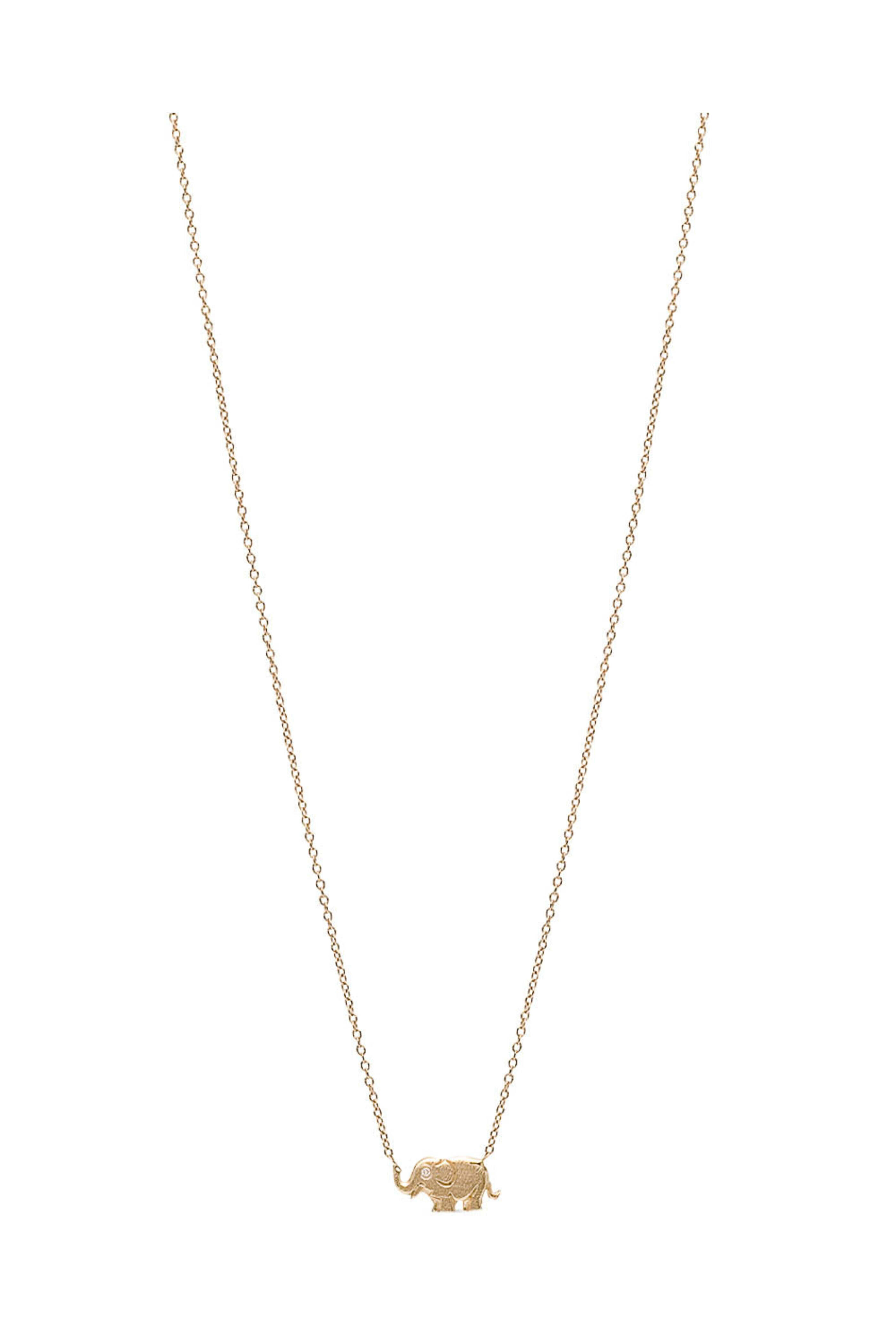 Victoria Cunningham Jewelry - Yellow Gold Diamond Elephant Pendant Necklace