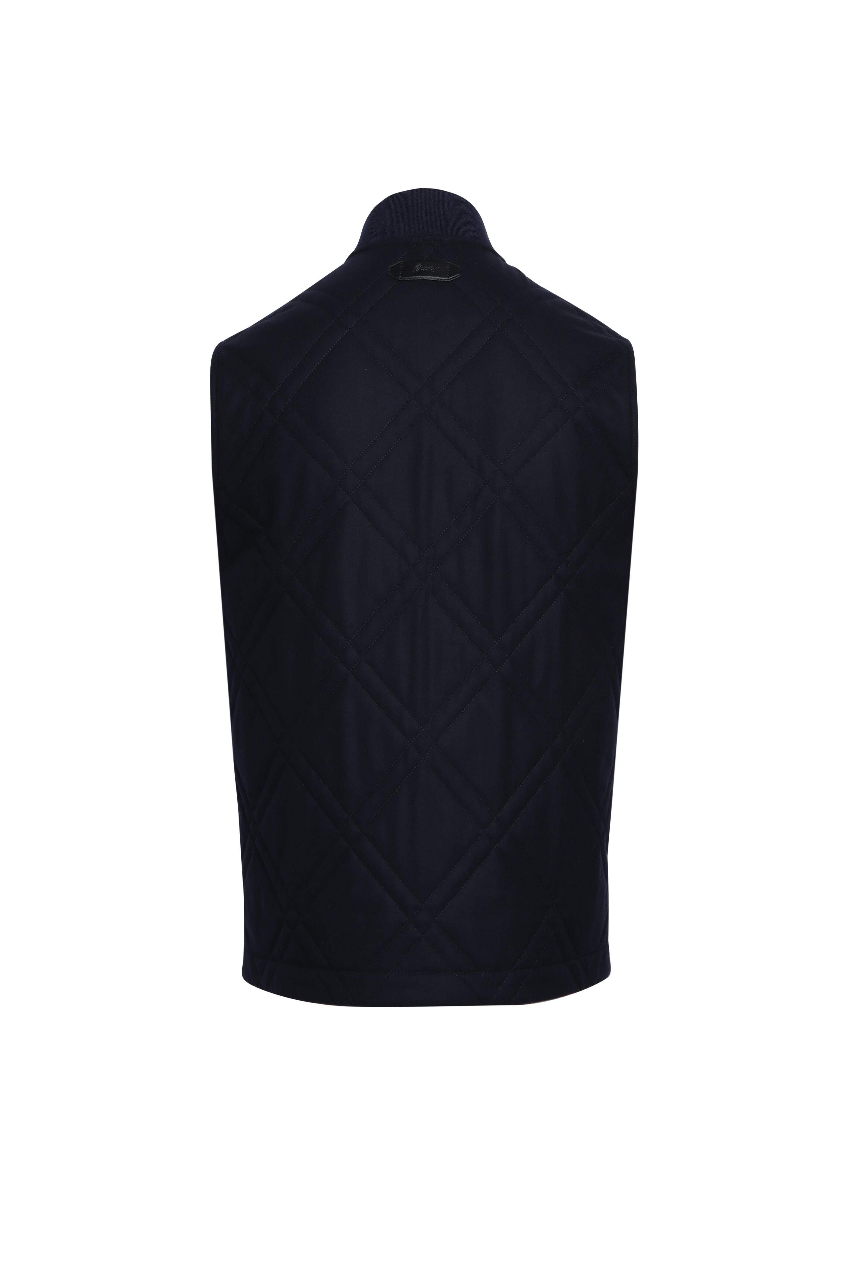Brioni - Midnight Blue Cashmere Quilted Vest