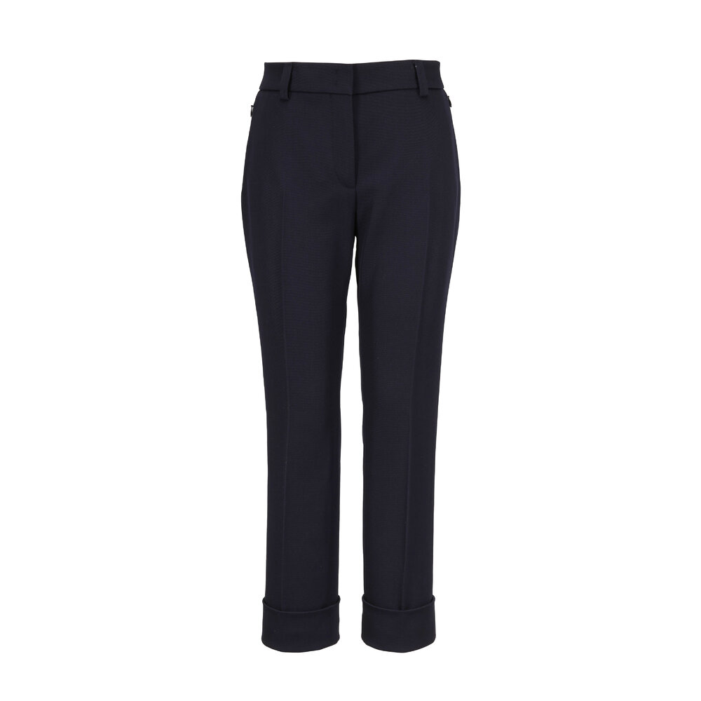 Akris - Maxima Navy Blue Wool Cuffed Pant | Mitchell Stores