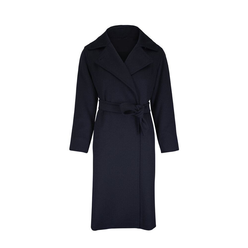 Max Mara - Manuela Navy Blue Wool Long Coat | Mitchell Stores