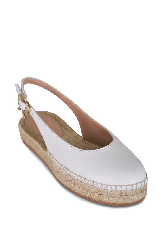 Gianvito Rossi Paz White Leather Flat Espadrille