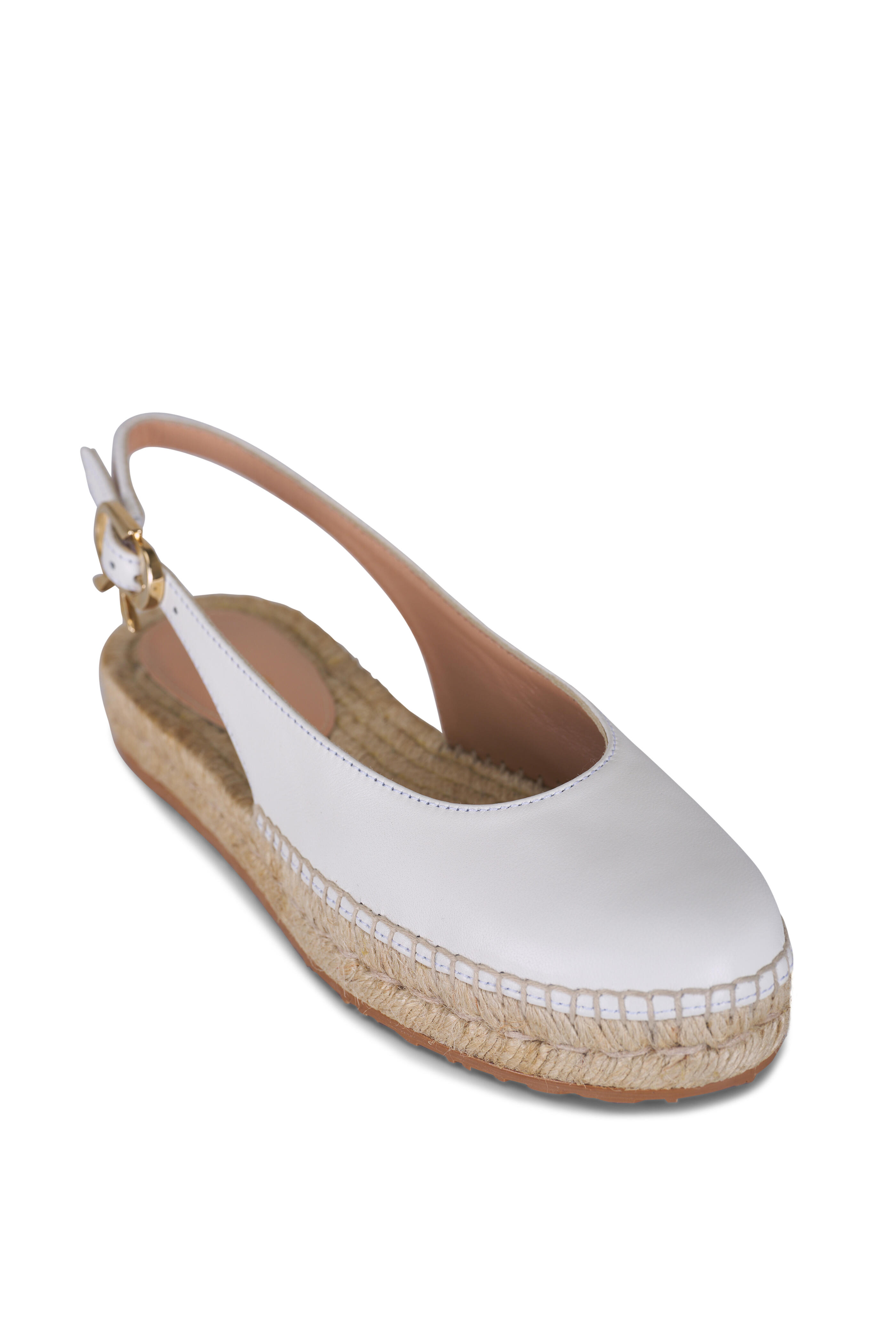 Gianvito Rossi - Paz White Leather Flat Espadrille