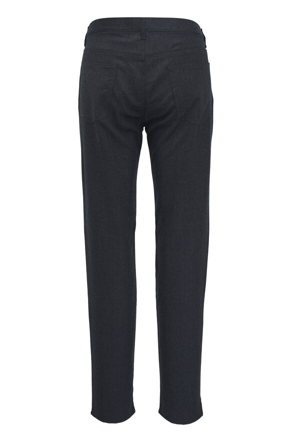 Maurizio Baldassari - Charcoal Gray Wool Flannel Five Pocket Pant