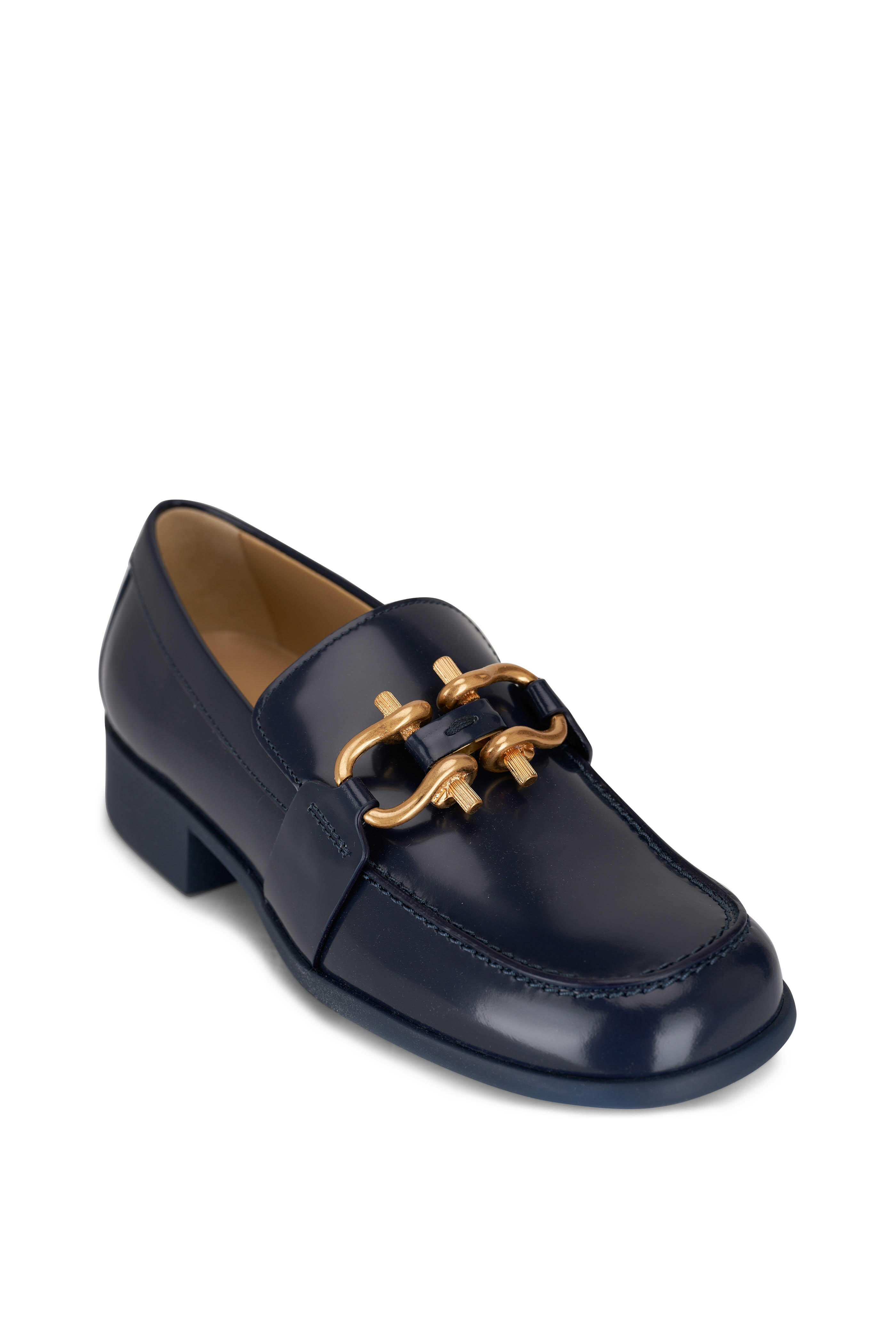 ◆BOTTEGA VENETA 最新作◆Monsieur レザー ローファー/Abyss◆ Bottega Veneta - Monsieur Abyss Dark Blue Glossy Leather Loafer