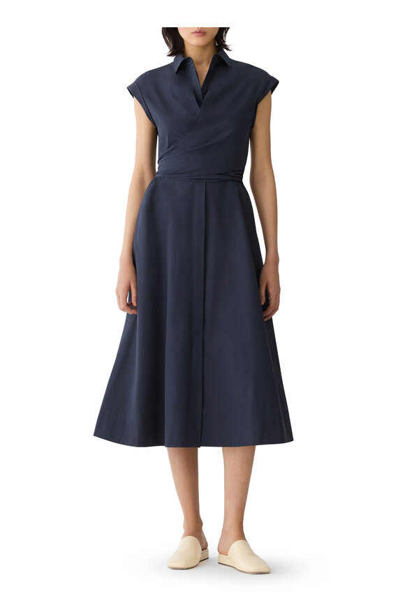 Lafayette 148 New York Ink Organic Cotton Poplin Wrap Shirtdress - view 2