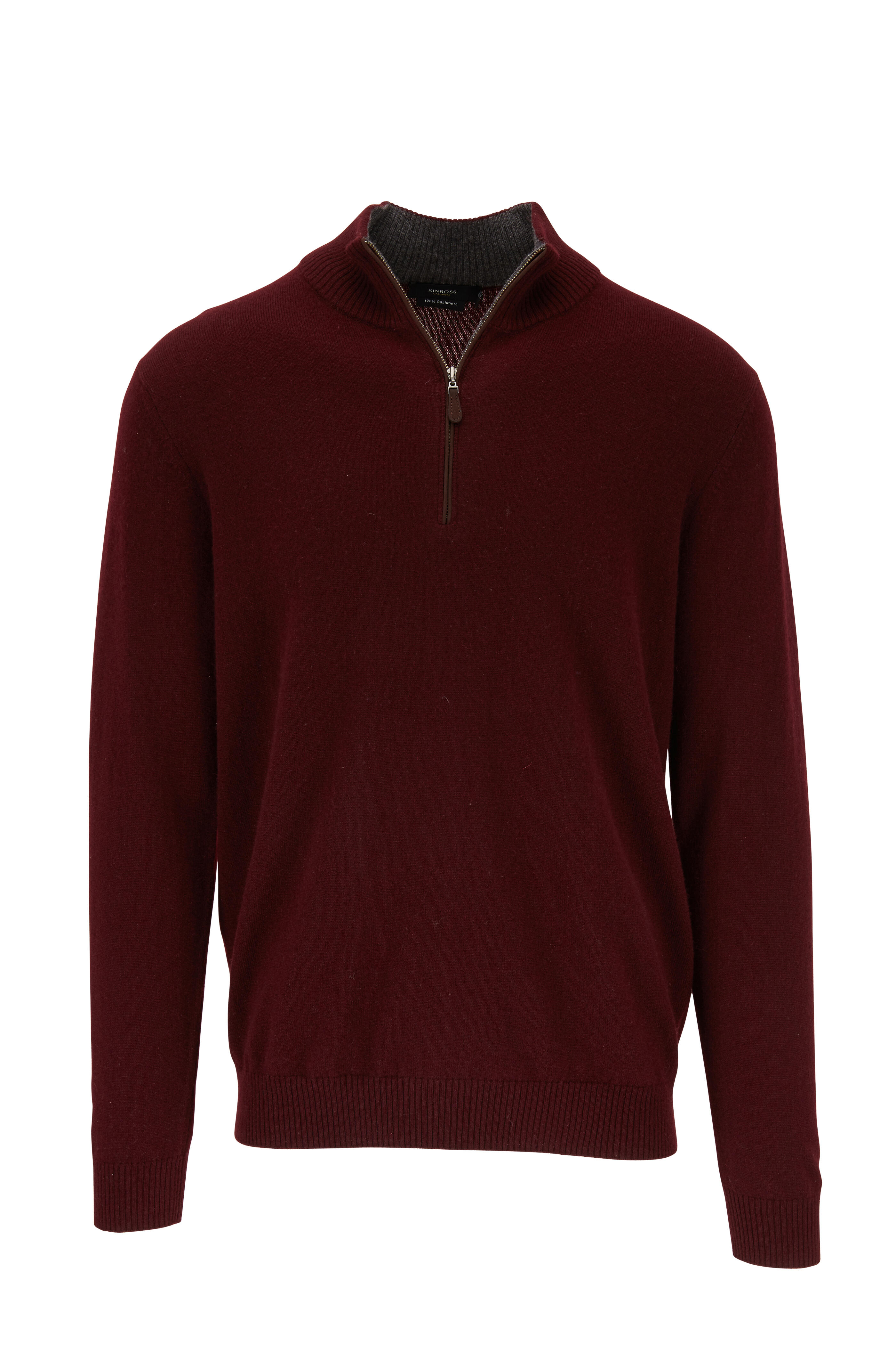 Kinross Wine Cashmere Quarter Zip Pullover Mitchell Stores