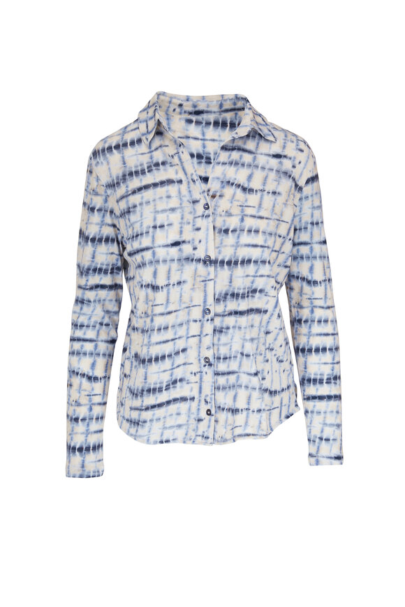 Majestic - Blue Cotton Tie-Dye Button Down