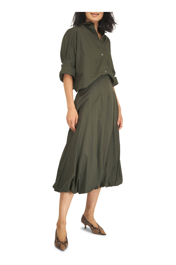 TWP Full Intentions Olive Cotton Bubble Midi-Skirt - view 2