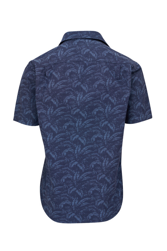 Peter Millar - Indigo Palm Leaf Print Short Sleeve Shirt