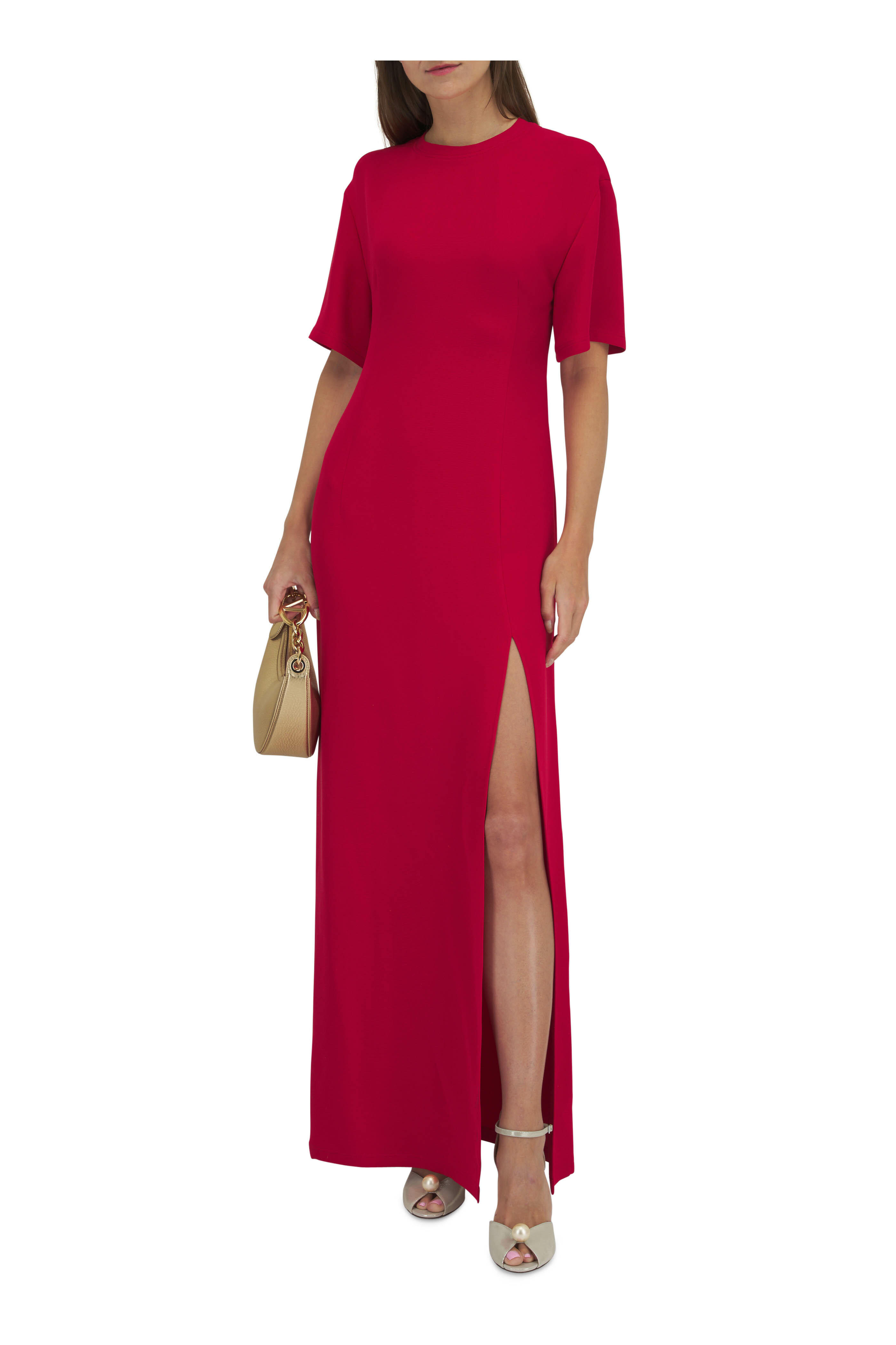 Valentino - Red Silk High Slit Gown | Mitchell Stores