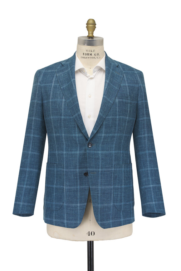 Atelier Munro Dark Teal Wool, Silk & Linen Sportcoat - view 2