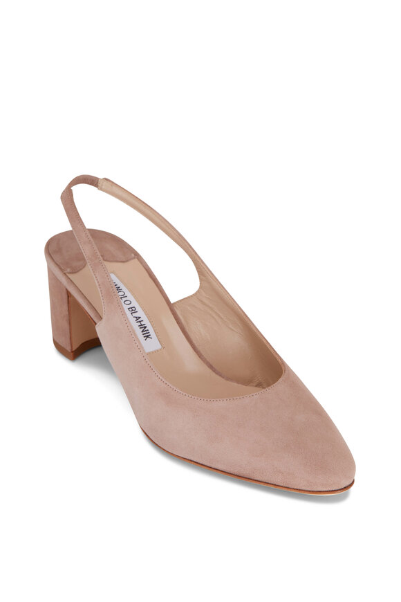 Manolo Blahnik - Allurasa Neutral Suede Slingback, 50mm