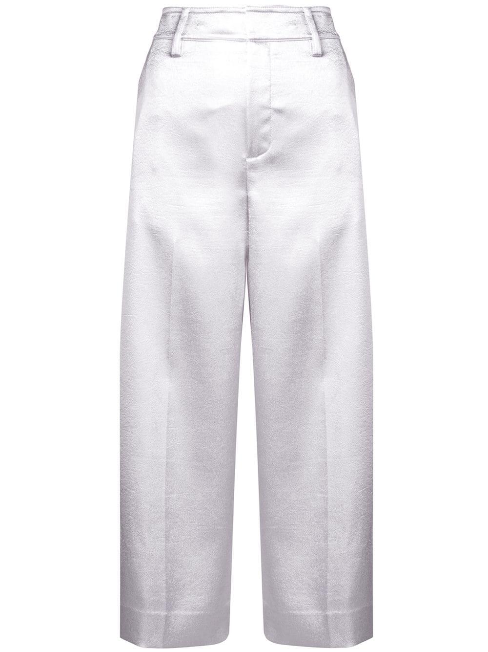 Vince - Silver Satin Wide Leg Crop Pant