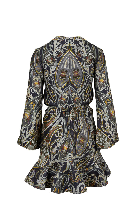 Chloé - Shale Black Paisley Print Flounce Hem Dress