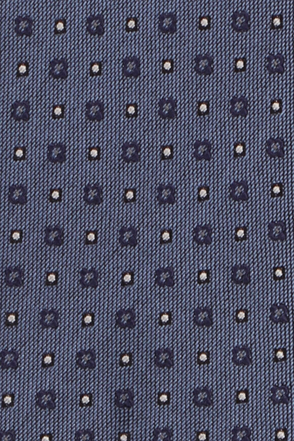 Geoff Nicholson Blue Micro Print Silk Necktie - view 2