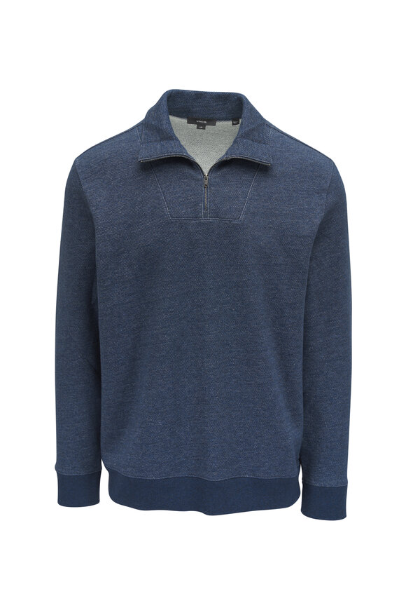 Vince Heathered Sapphire Quarter-Zip Pullover