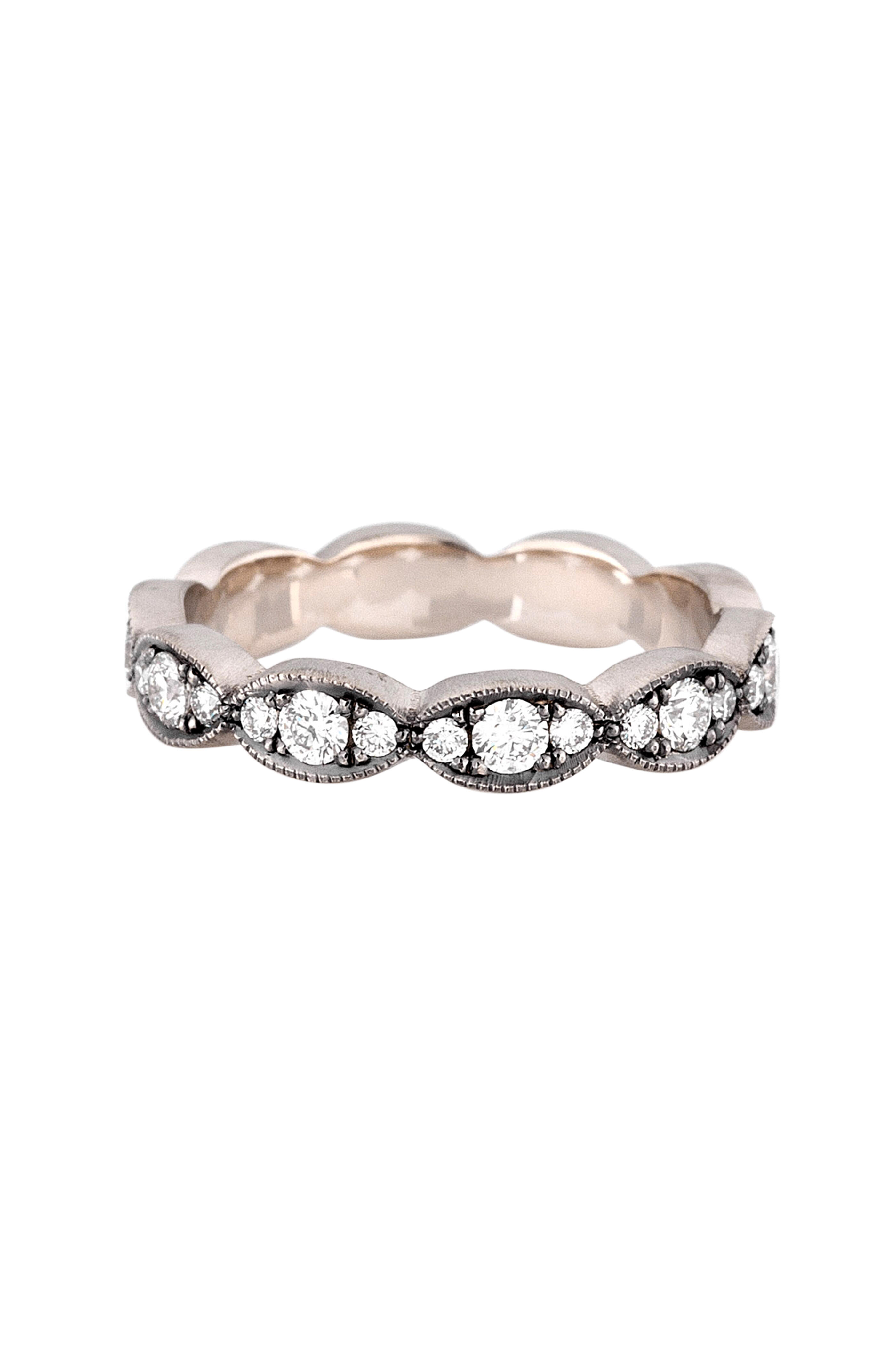 Sylva & Cie - 18K White Gold Diamond Moval Stackable Band