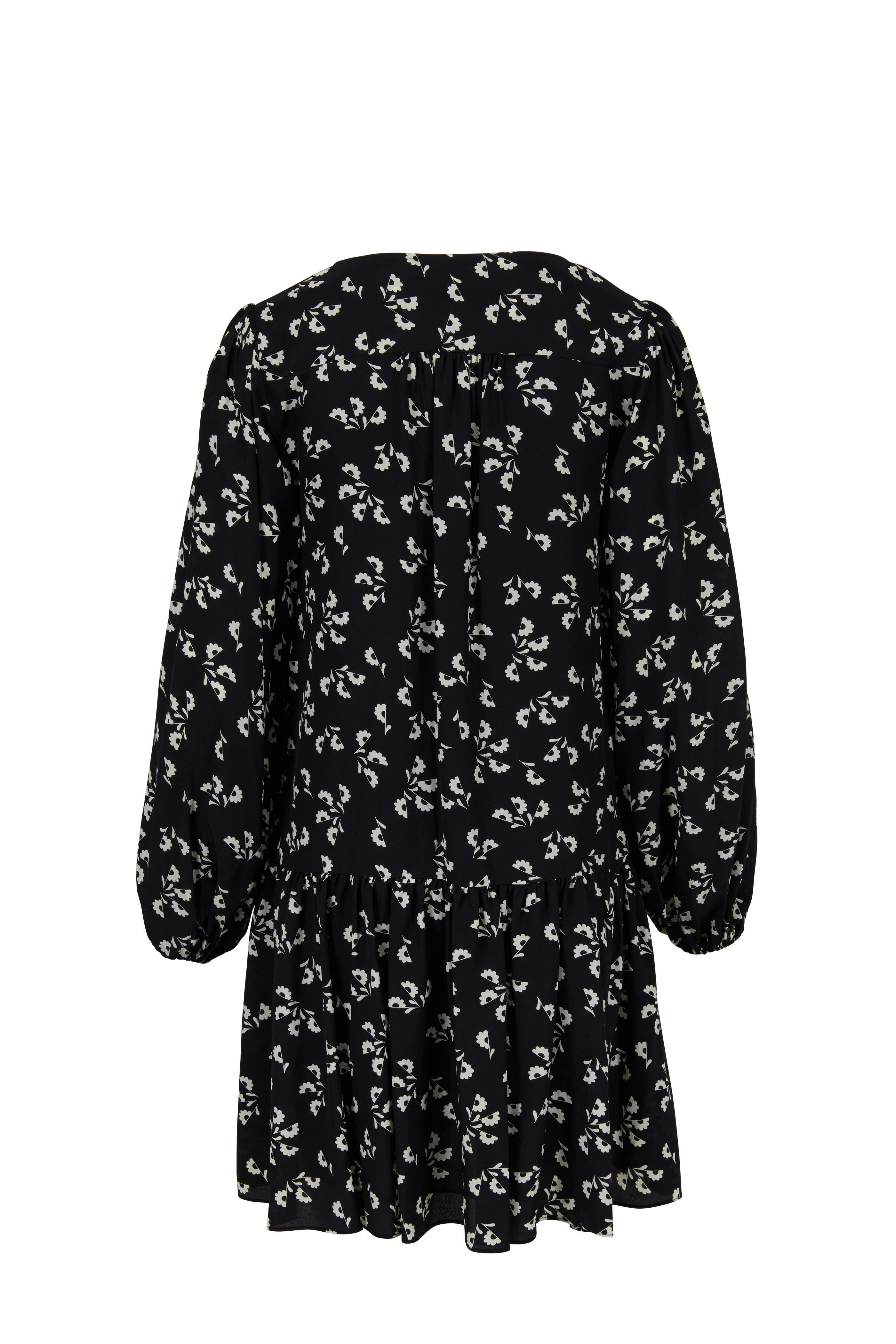 Elizabeth & James - Carlotta Black & Alabaster Silk Peplum Dress