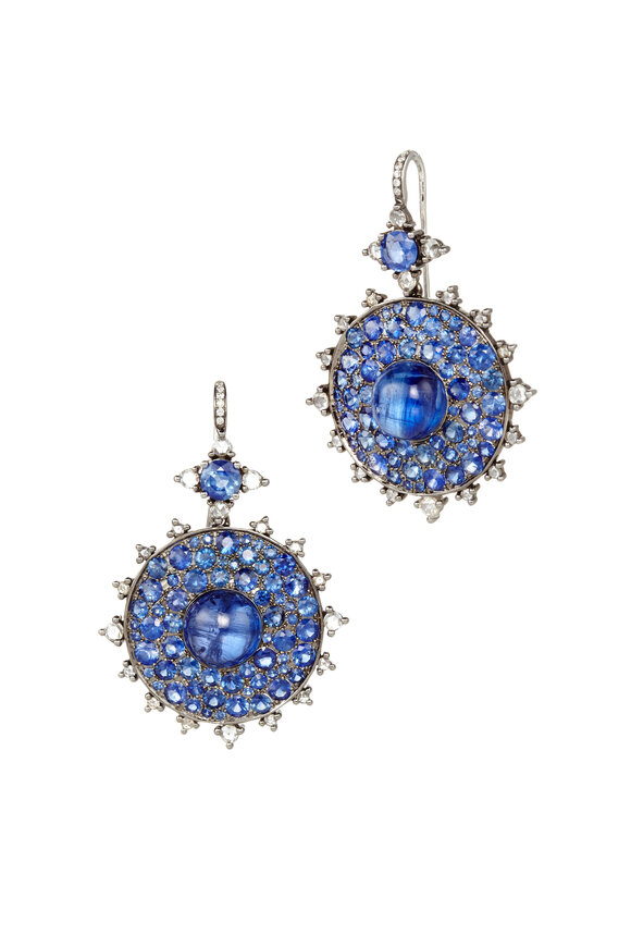 Nam Cho - 18K Gold Sapphire & Diamond Bulls Eye Earrings