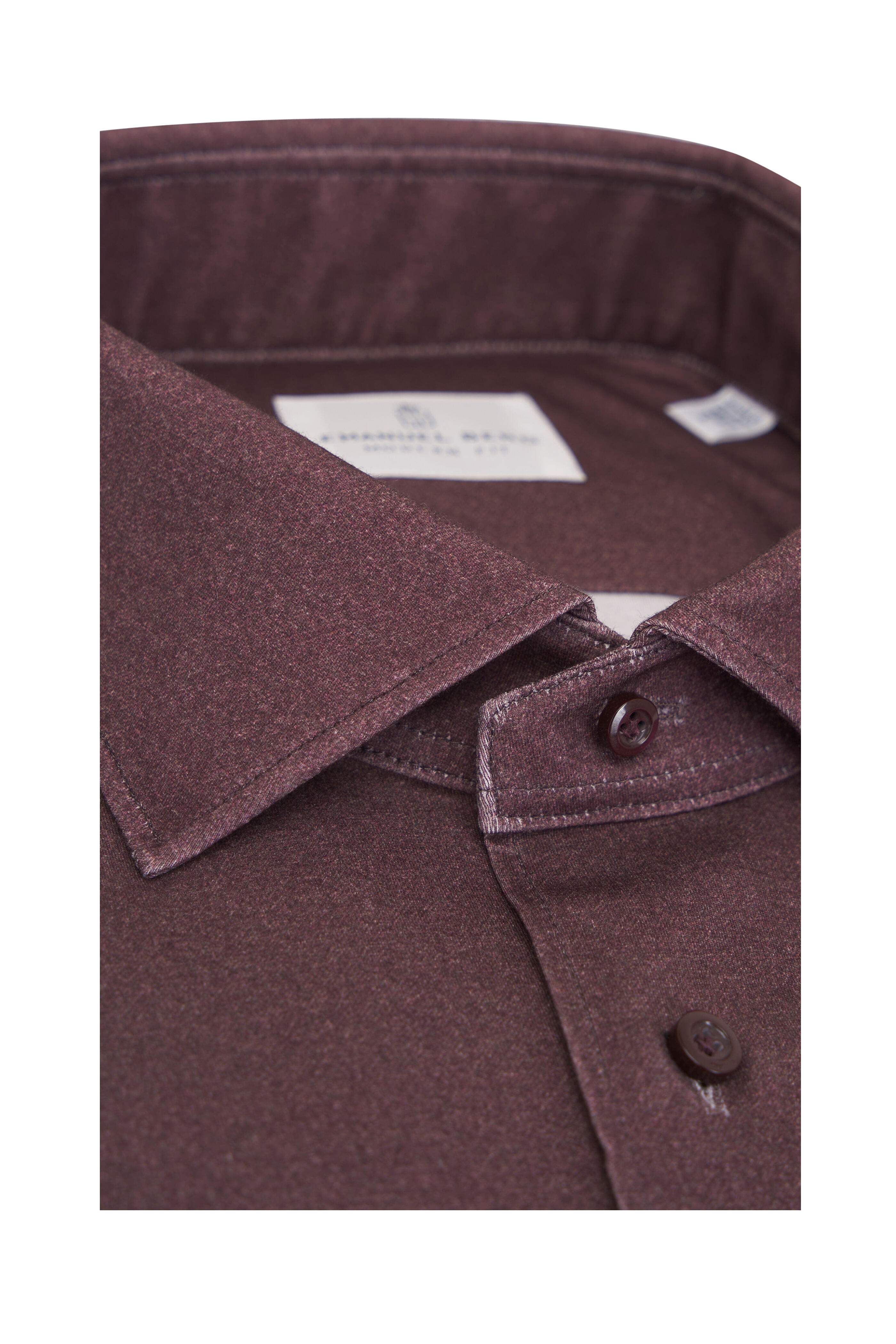 Emanuel Berg - Burgundy Solid Jersey Knit Button Down Shirt