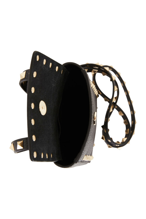 Valentino Garavani - Black Leather Rockstud Smart Phone Crossbody