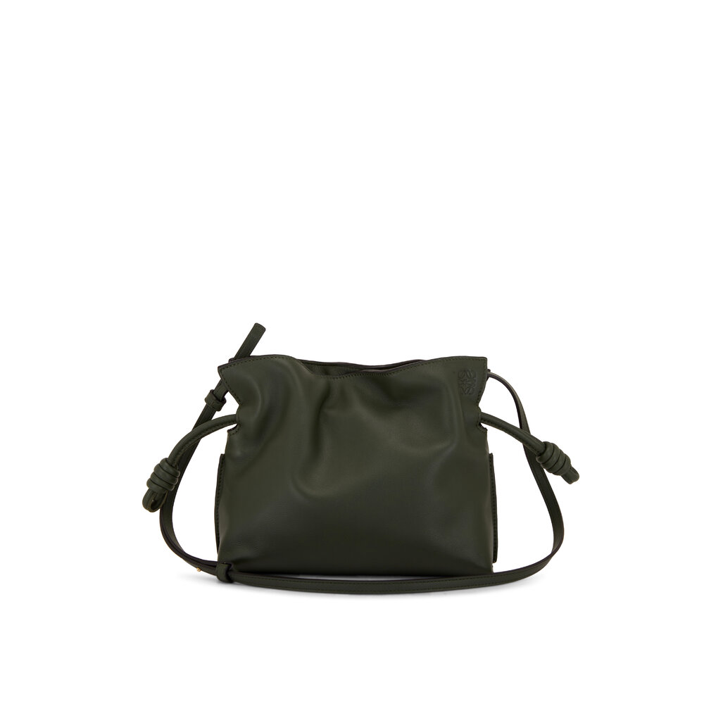 ◆LOEWE 最新作◆Flamenco ミニ クラッチバッグ/Khaki◆ Loewe - Mini Flamenco Vintage Khaki Leather Knot Clutch