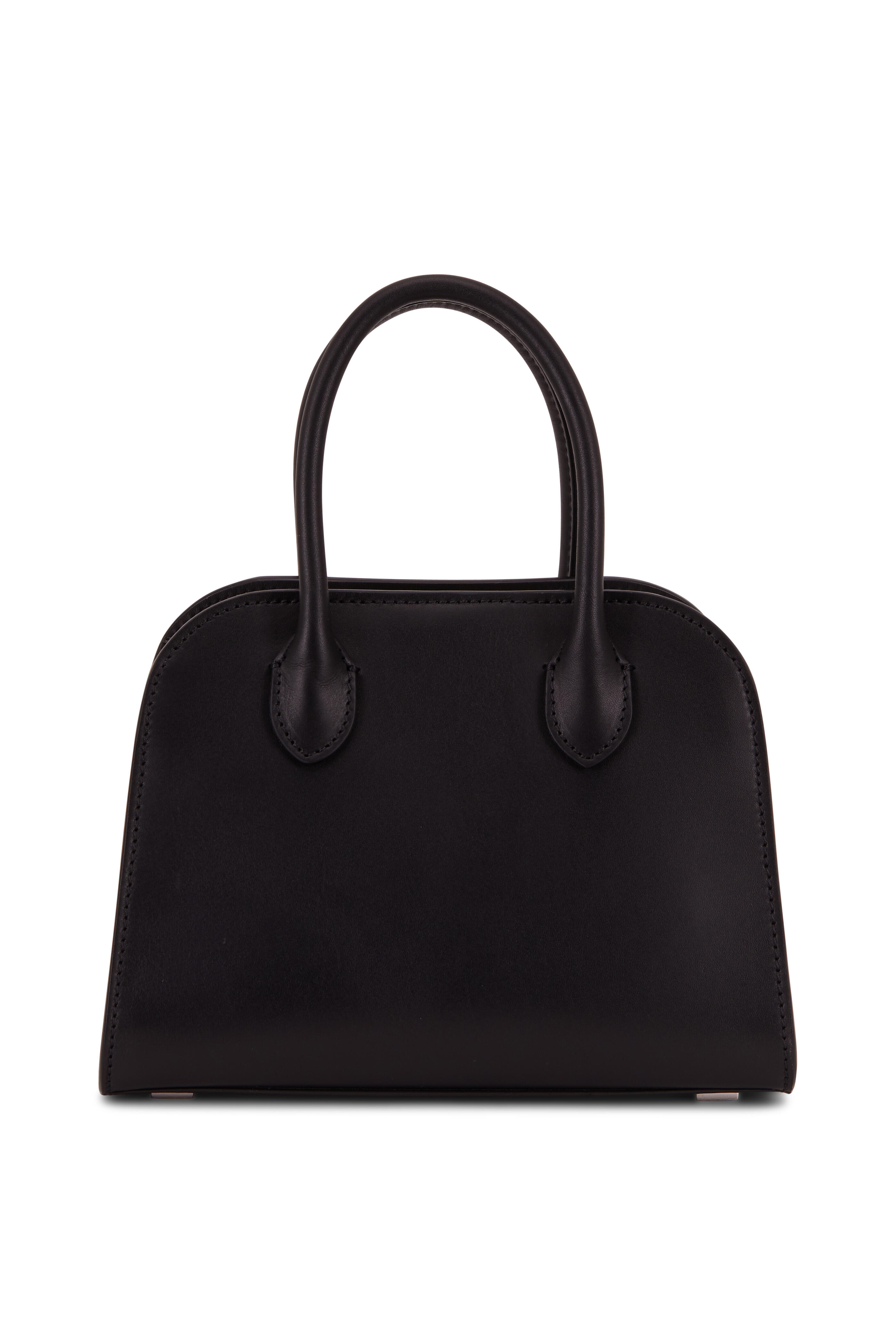 The Row - Margaux 705 Black Leather Mini Top Handle Bag