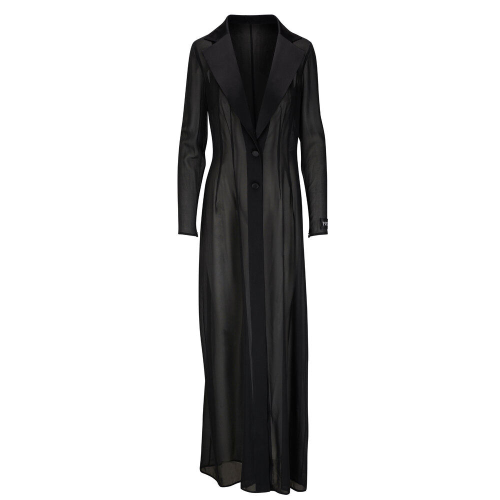 DOLCE&GABBANA　コート Dolce & Gabbana - Black Sheer Silk Chiffon Duster Coat