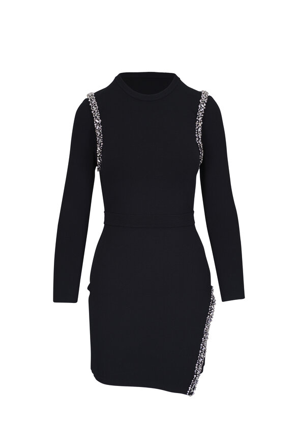 Jonathan Simkhai Nyx Black Wrap Embellished Mini Dress