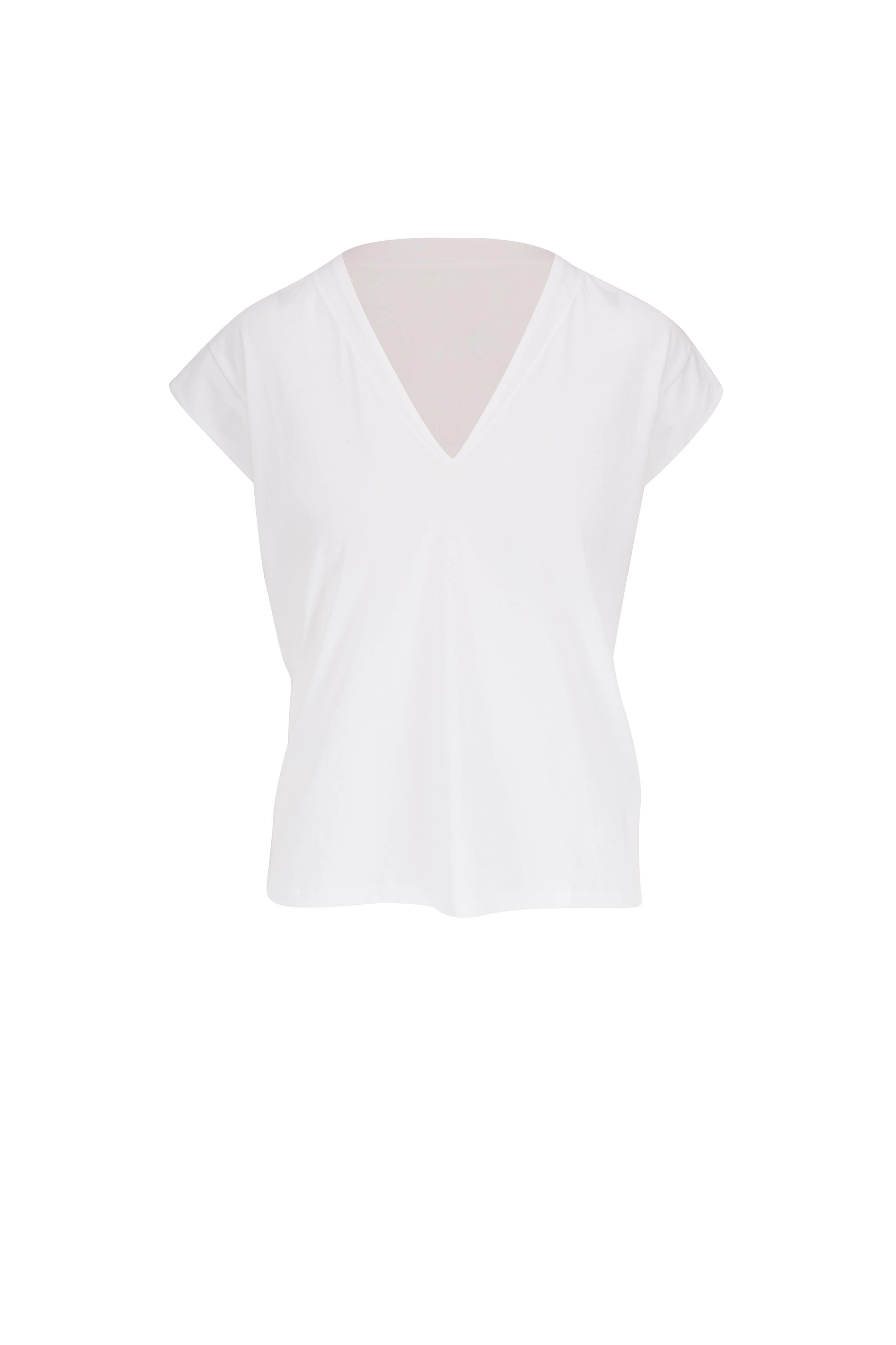 Frame - Le Mid Rise Blanc V-Neck T-Shirt | Mitchell Stores