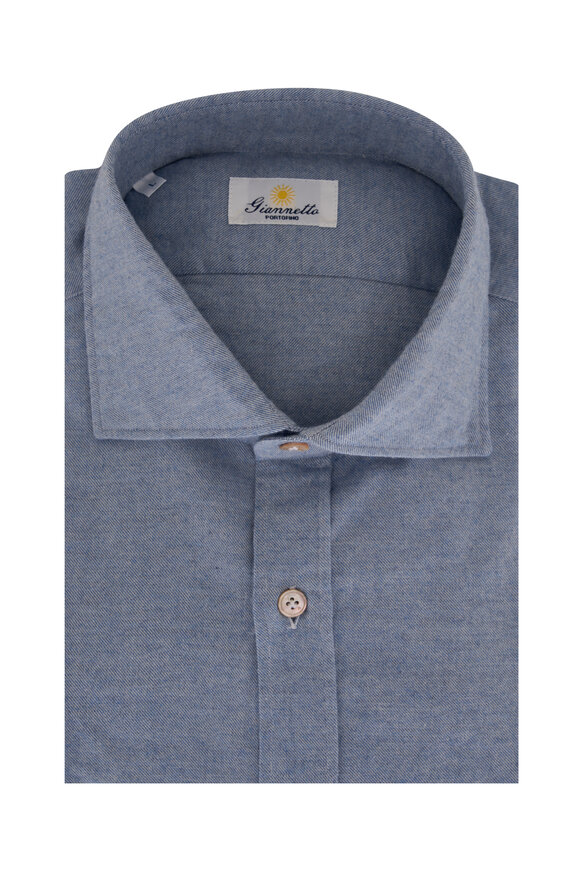 Giannetto - Blue Check Cotton Sport Shirt | Mitchell Stores
