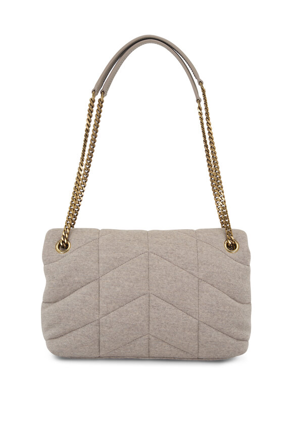 Saint Laurent - Small Puffer Chalk Beige Quilted Jersey Bag