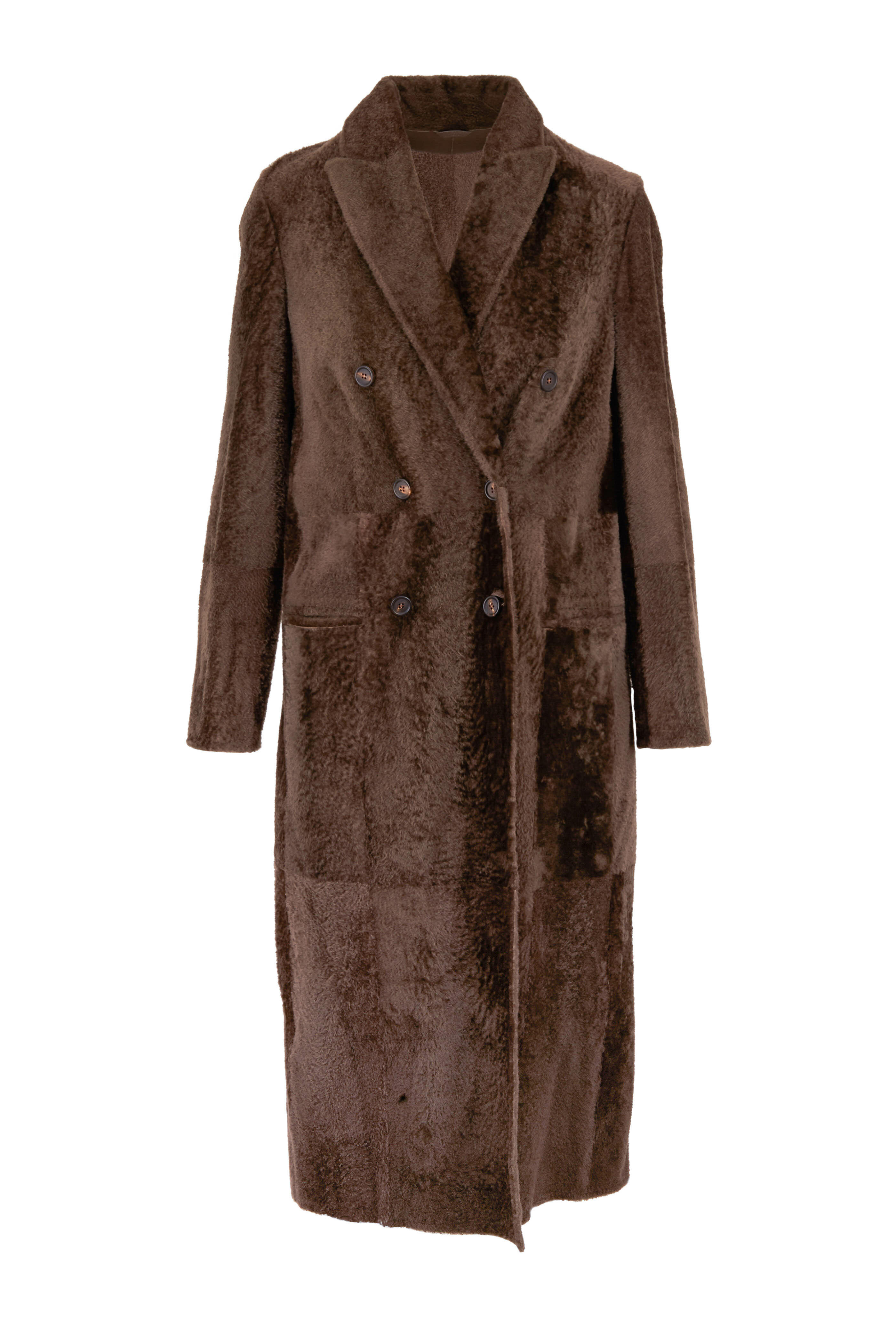 Brunello Cucinelli - Cigar Ultra Light Shearling Double-Breasted Coat