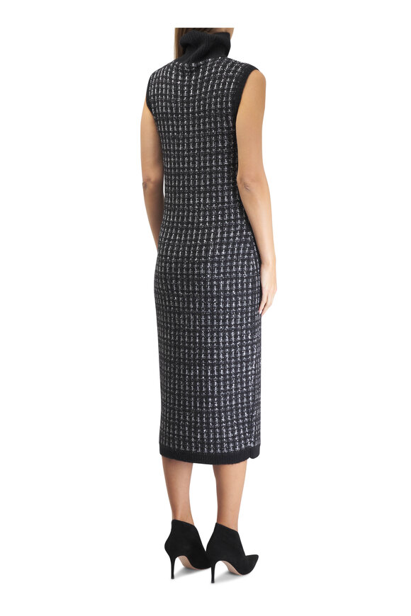 D.Exterior - Black & White Tweed Knit Midi Dress