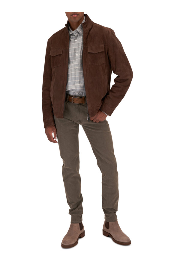 Maurizio Baldassari - Dark Brown Suede Blouson Jacket 