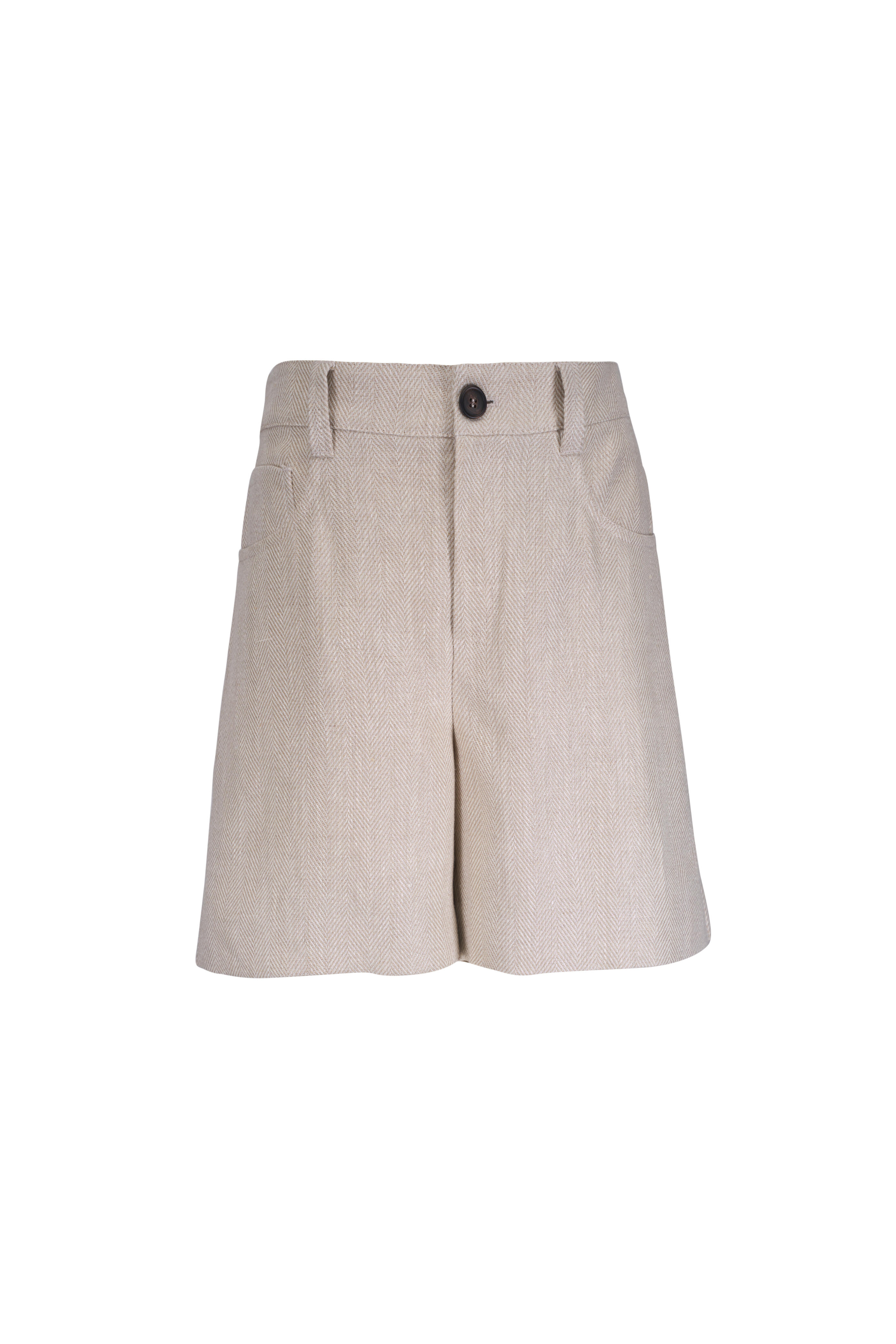 Brunello Cucinelli - Cotton & Linen Herringbone Short