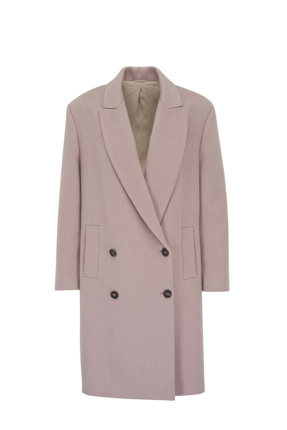 Brunello Cucinelli - Dusty Rose Cashmere Double-Breasted Coat 