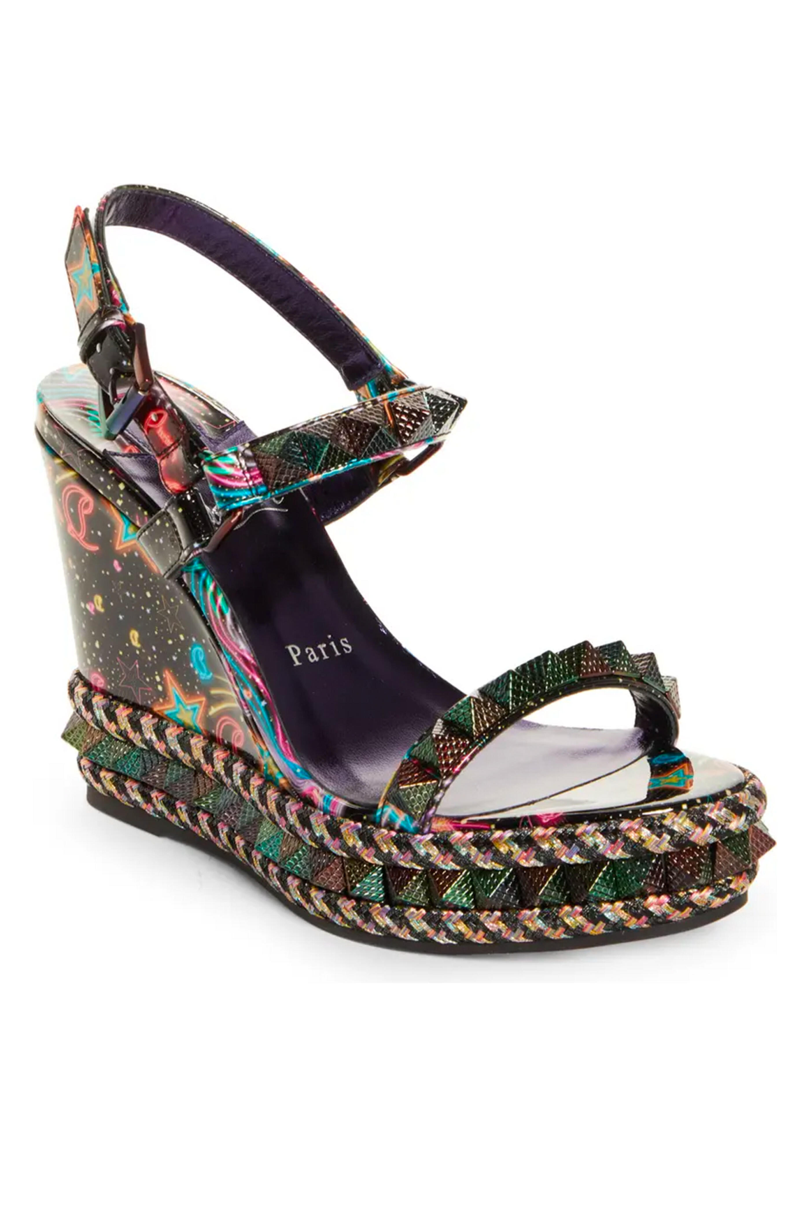Christian Louboutin - Pyraclou Starlight Printed Wedge Sandals