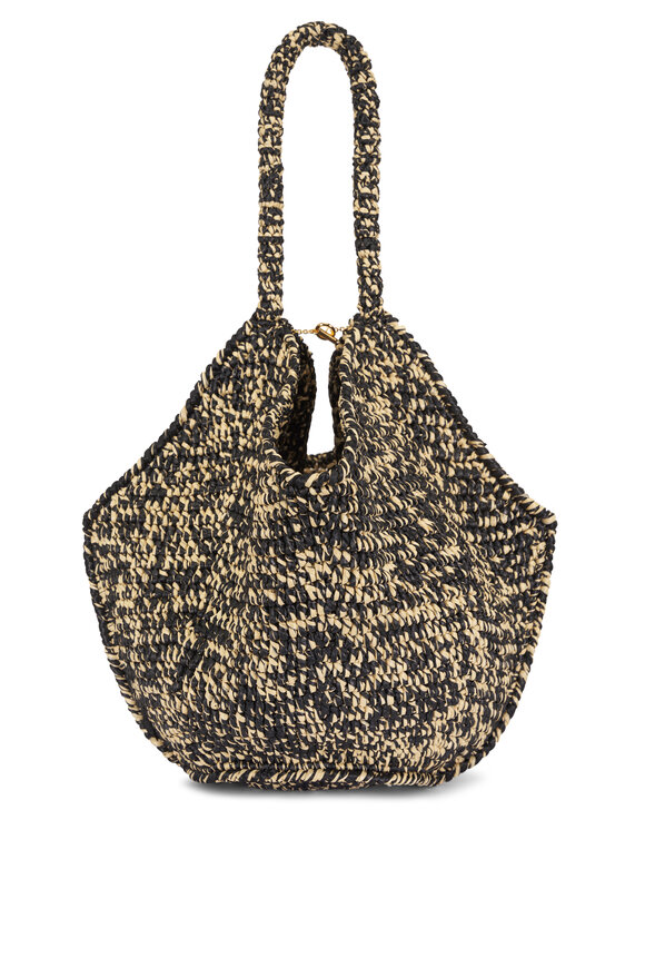 Khaite Medium Lotus Black & White Raffia Tote - view 3