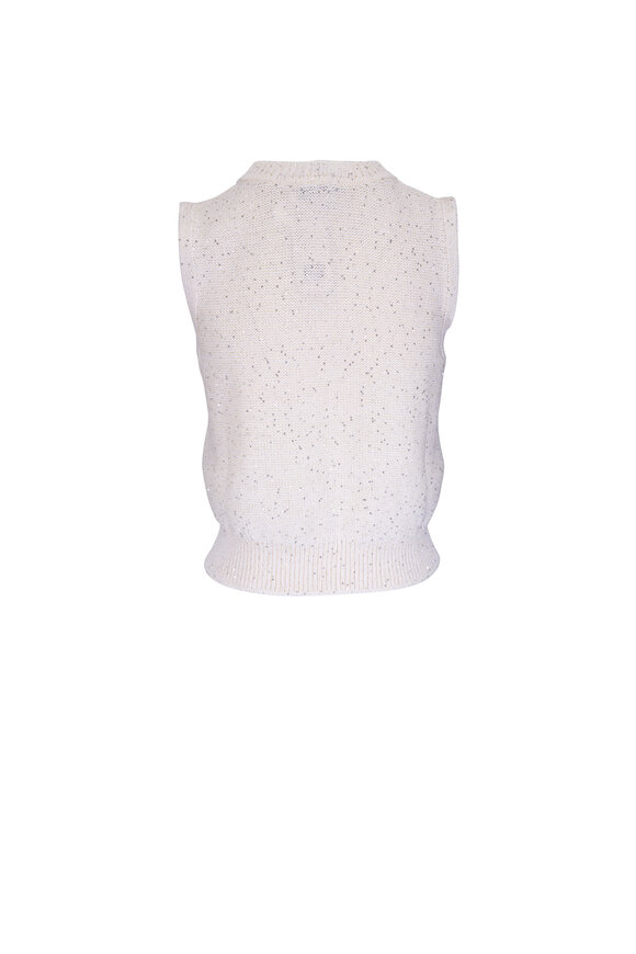 Akris - Ecru Micro Sequin Knit Top