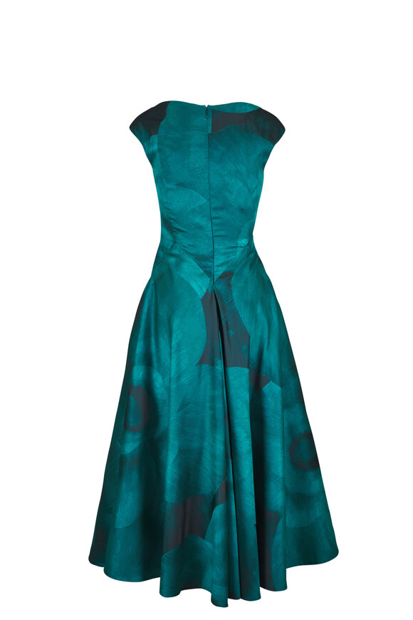 Talbot Runhof - Jade Jacquard Midi Draped Dress